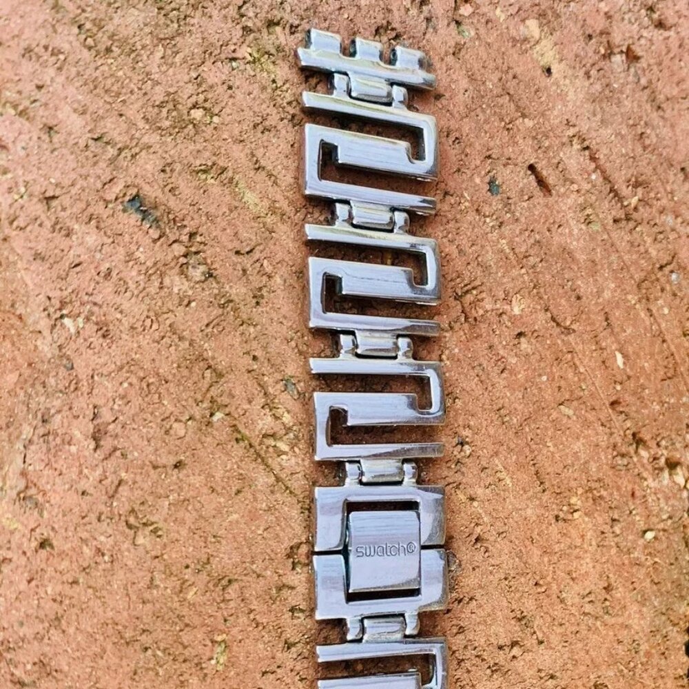 Swatch Irony Geometric Women's Stainless-Steel Bracelet Watch Band EUC!